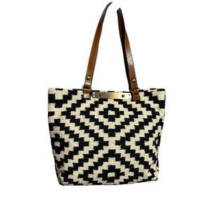 Patricia Nash Chennai Tote Hand Loomed New With Tags Black Beige (Off White)